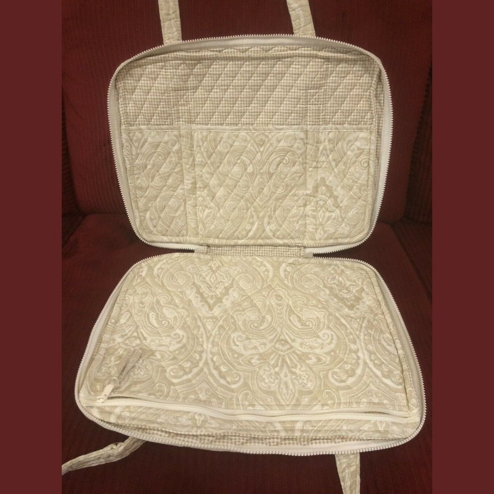 Vera Bradley 110 Bag Natural Toile Computer Laptop - Picture 4 of 5